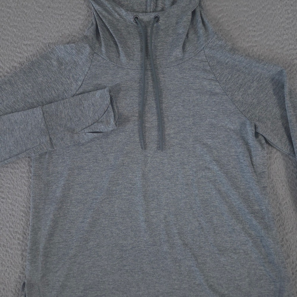 Athleta‎ Hoodie Womens Small Gray Uptempo Heathered Thumbholes Raglan Pullover
